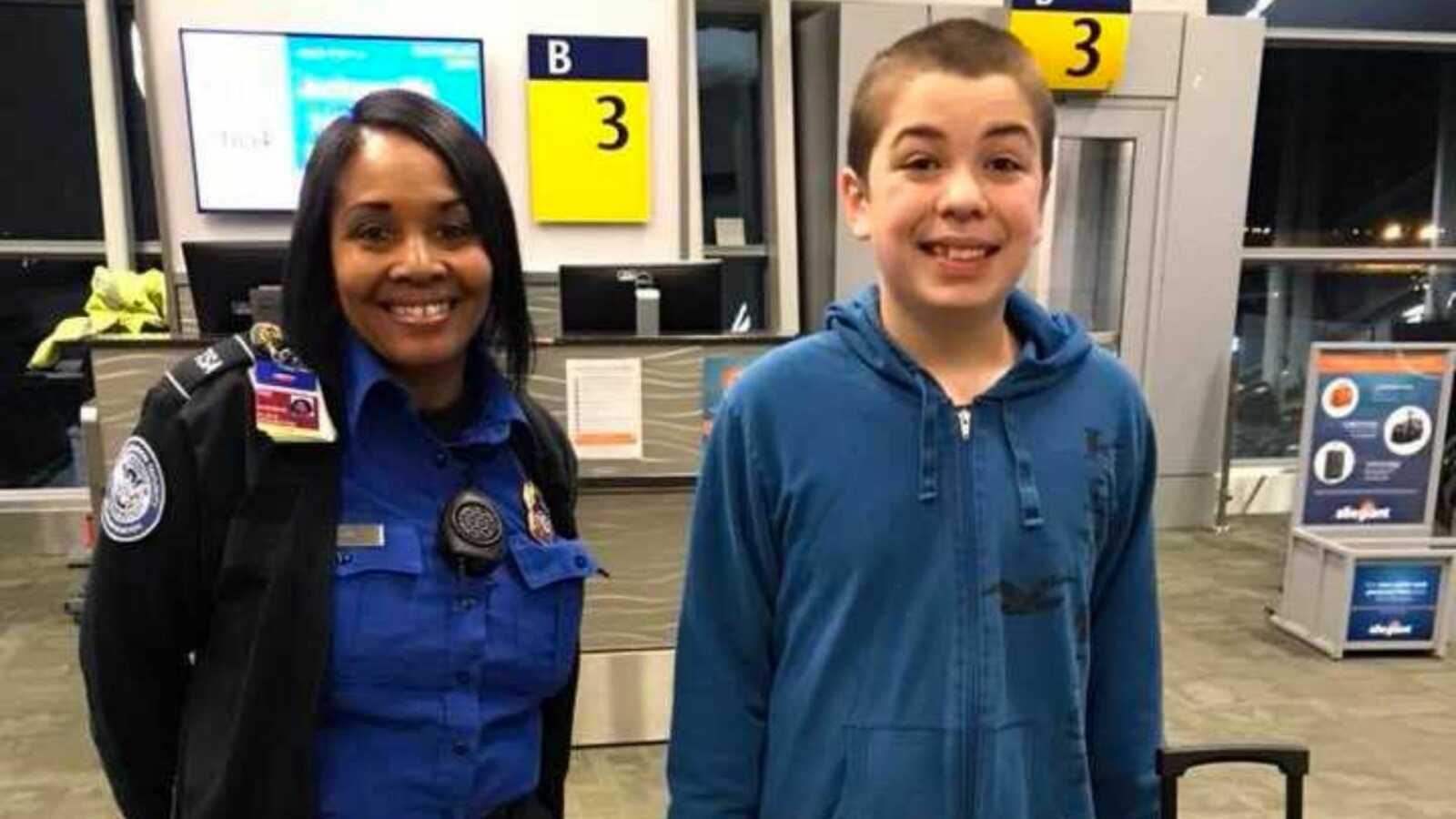 boy with autism with tsa agent