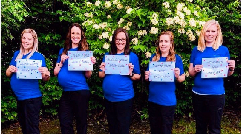 five employees at the same doctor's office are pregnant at the same time