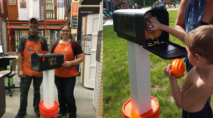 Mailbox made for young boy with autism by kind Home Depot employees