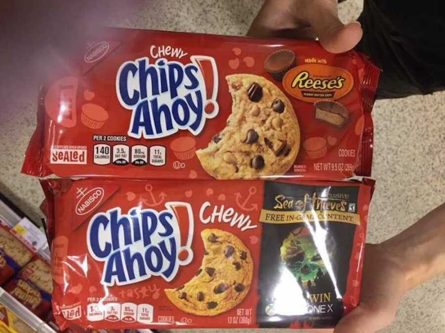 chips ahoy packaging comparison of normal and Reese's cup cookies