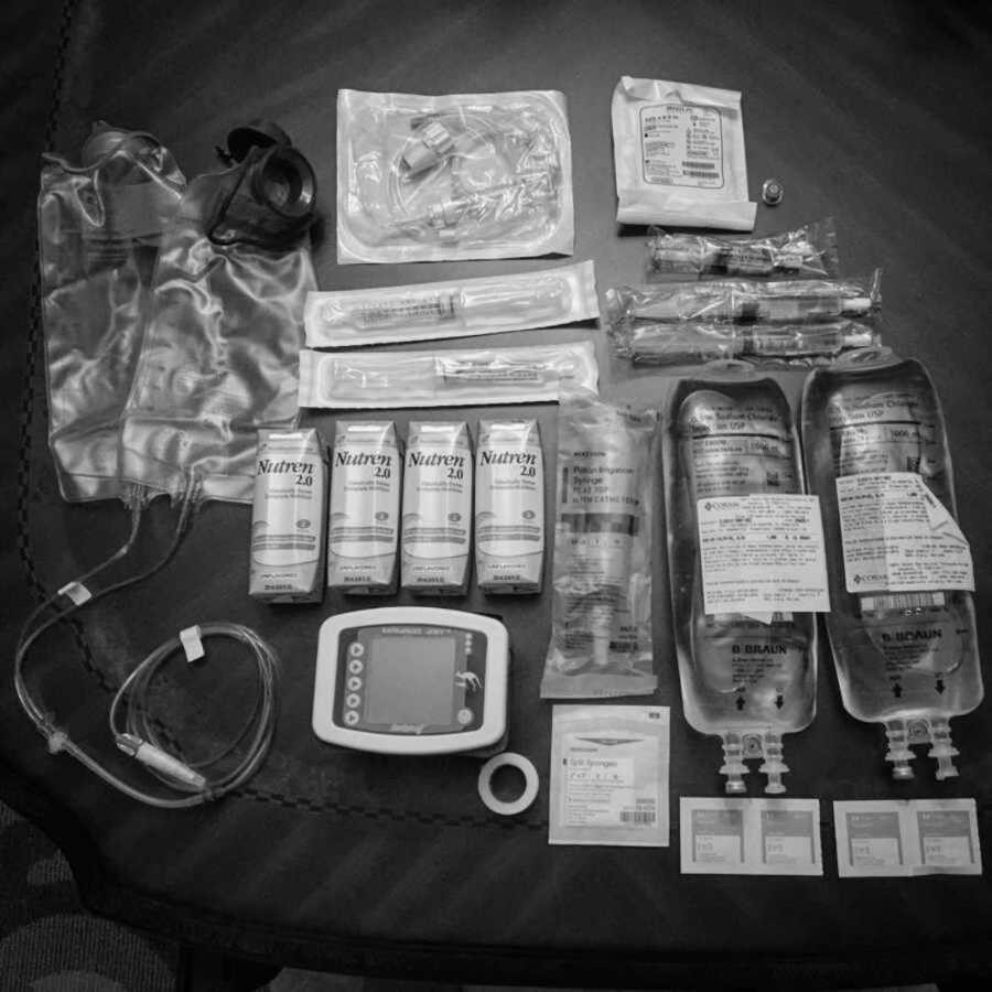 Med students medical supplies lying on ground 