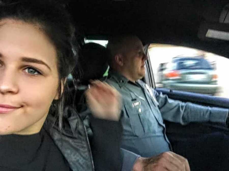 daughter takes selfie with police officer father