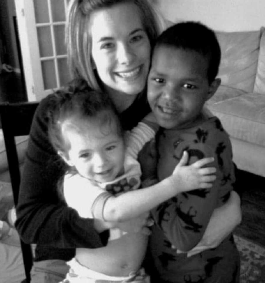 Smiling Adoptive Mom With Ethiopian Son And Biological Daughter 