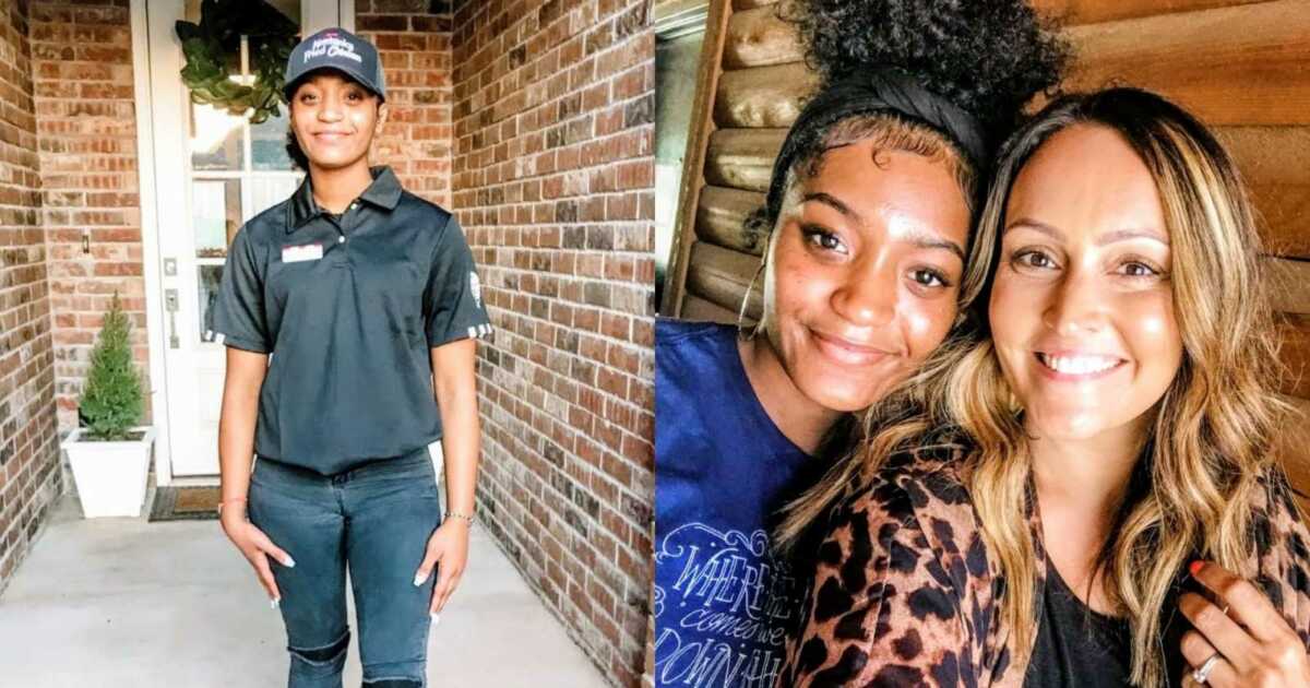 Adoptive mom smiling in selfie with teen adoptive daughter