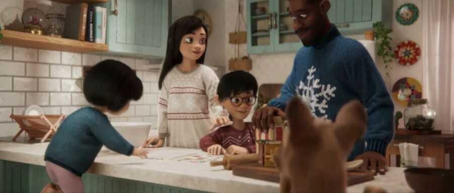 animated family in kitchen