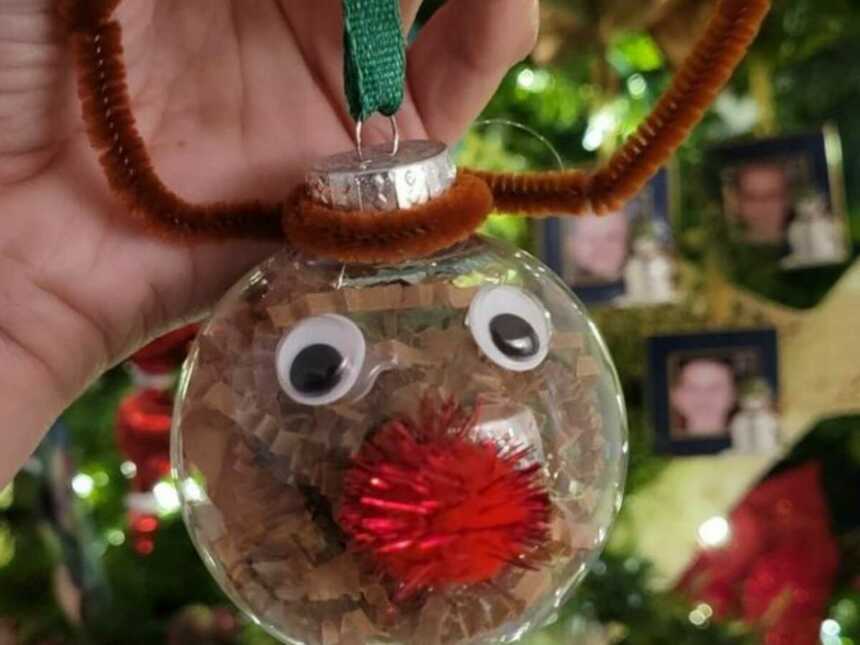 Homemade reindeer Christmas ornament