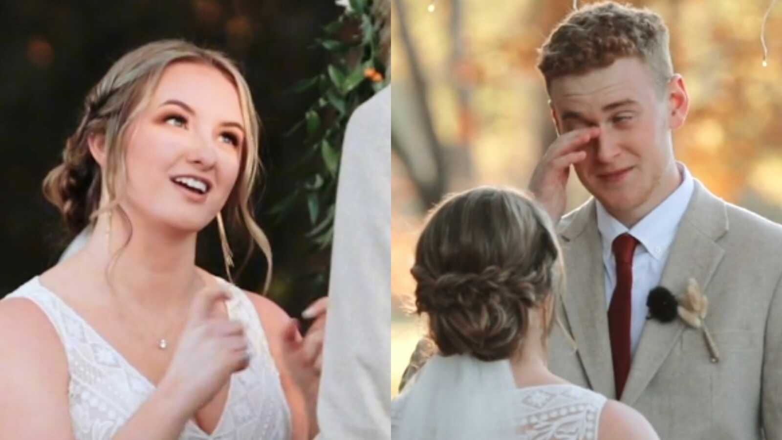 Bride on wedding day signs her vows to husband to surprise deaf in-laws