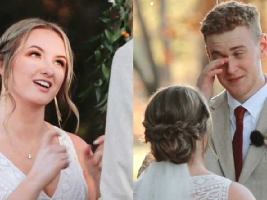 Bride on wedding day signs her vows to husband to surprise deaf in-laws