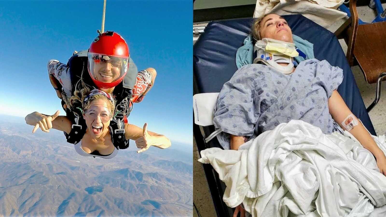 skydiver suffers spinal cord injury