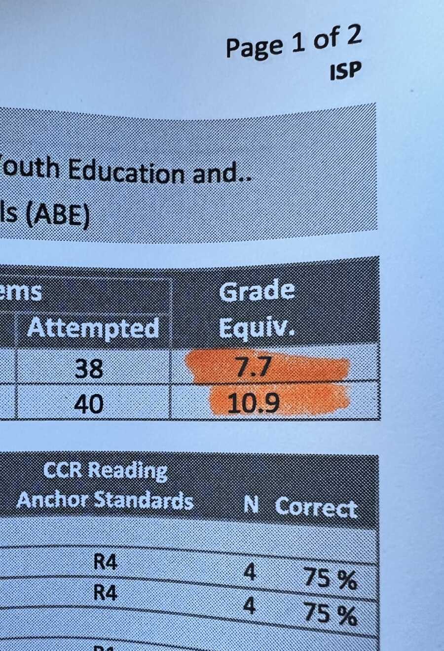 school grades of autistic son