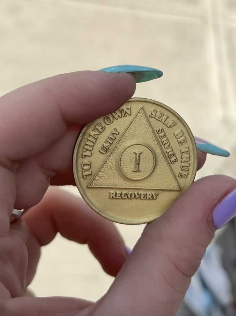 one year sober coin