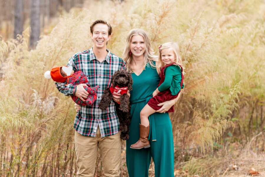 Family photo with dog and foster baby